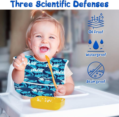 Mess Proof Baby Bibs, Waterproof Baby Apron for Boy and Girl, Kids Essentials for Travel Baby Bibs for Eating, Feeding Bibs Age:0-3 Years Old ?Sha...