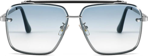 FEISEDY Sunglasses, Fashion Square Pilot Sunglasses, Vintage Metal Gradient Glasses for Men and Women, B4104...