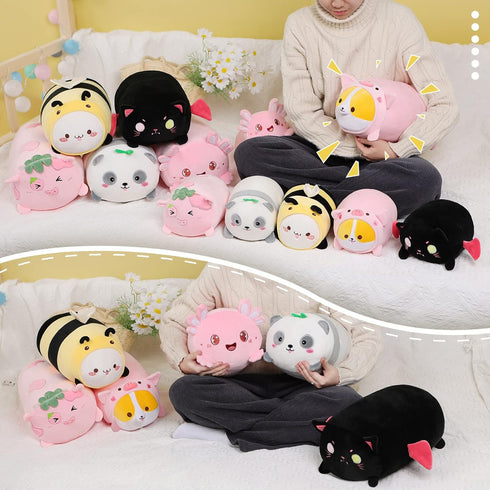 AIXINI Cute Panda Plush Pillow 15.7” Bamboo Panda Stuffed Animal, Soft Kawaii Plushies Hugging Plush Squishy Pillow Toy Gifts for Kids Bedding Sle...