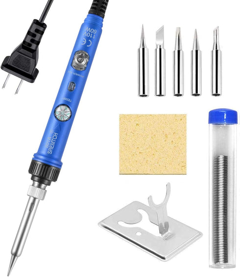 Electronics Soldering Iron Kit, SREMTCH 60W Adjustable Temperature Welding Tool,Soldering Gun with Fast Heating Ceramic Thermostatic Design, Solde...