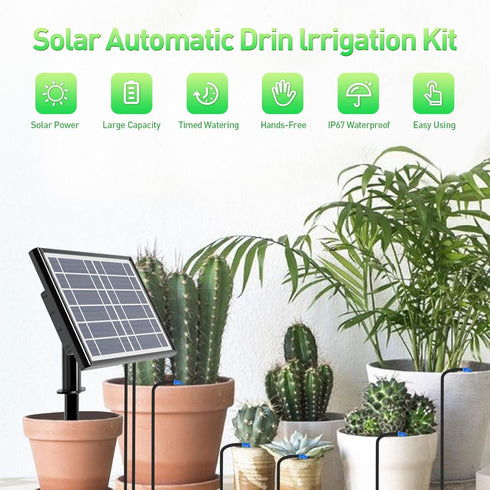 39 FT Solar Drip Irrigation Kit System, Garden Watering System?3W 3000mAh Larger Capacity?Auto Easy DIY Watering Device, Automatic Outdoor/Indoor ...