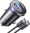 LISEN 95W USB C Car Charger Fast Charging PD65W Super Fast Charging Car Phone Charger Adapter Type C All Metal Cigarette Lighter USB Charger Adapt...