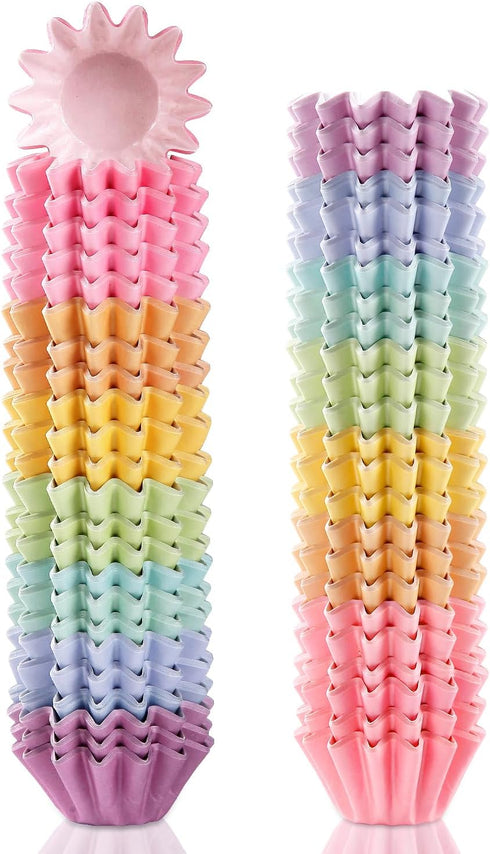 240 Pcs Grease-Resistant Mini Cupcake Liners Rainbow iridescence Heavy Duty Paper Muffin Baking Cups for Wedding Birthday Party Baby Shower(1.18 x...