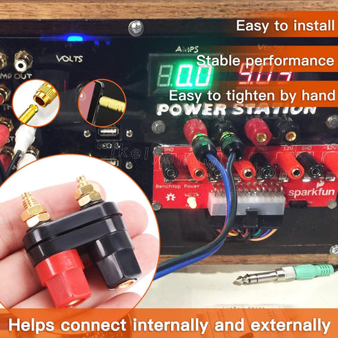 4MM Copper 2-Way Banana Plug Jack Socket Binding Post Video Speaker Terminal Connectors Power Amplifier Dual Gold Plated Insulated Terminals(6Pcs ...