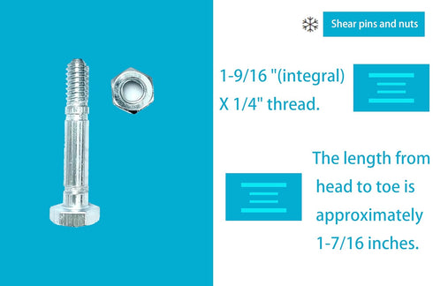 Shear pin and nut Set of 10, Suitable for Ariens 532005 53200500 510016 51001600, Compatible with Ariens Classic 24E, Compact 20, Compact 24, Comp...