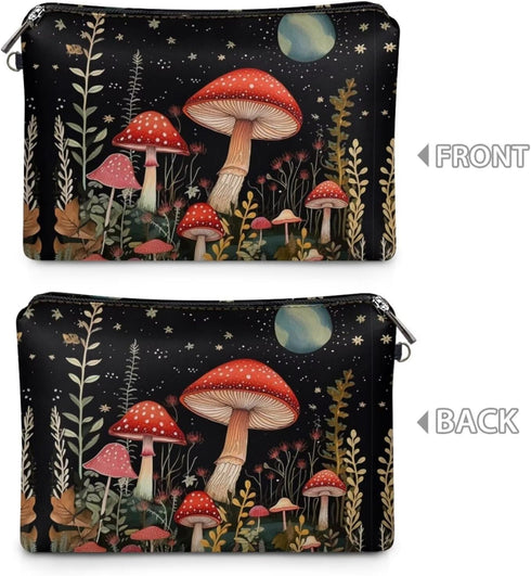 Red Mushroom Makeup Bag for Purse Lightweight Zipper Pouch For Women Clutch Makeup Brush Bag Travel Cosmetic Bag Can Hold Makeup Brushes Skincare...