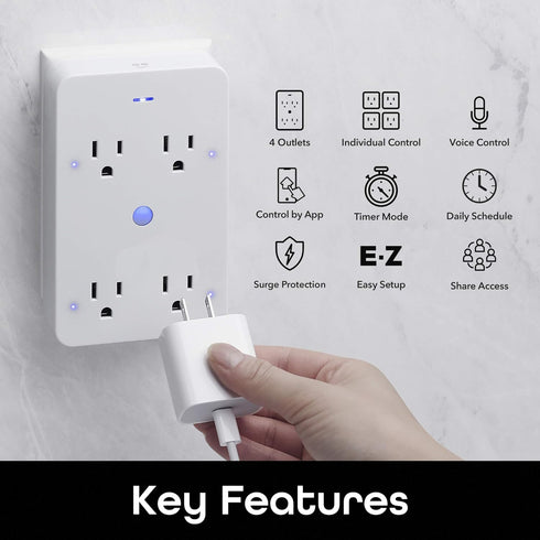 Geeni Smart Wi-Fi 4 Outlet Plug with Surge Protection, – No Hub Required – Compatible with Alexa, Google Home, White – 1-Pack......