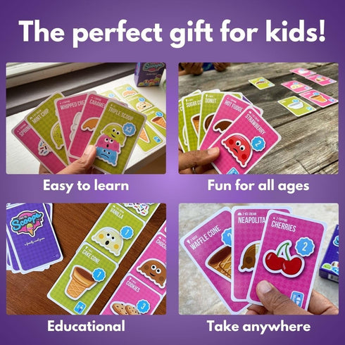Ice Cream Card Game - Irresistible Kids Card Games - Color Matching Games - Fun Family Games to Practice Addition and Multiplication - Travel Card...