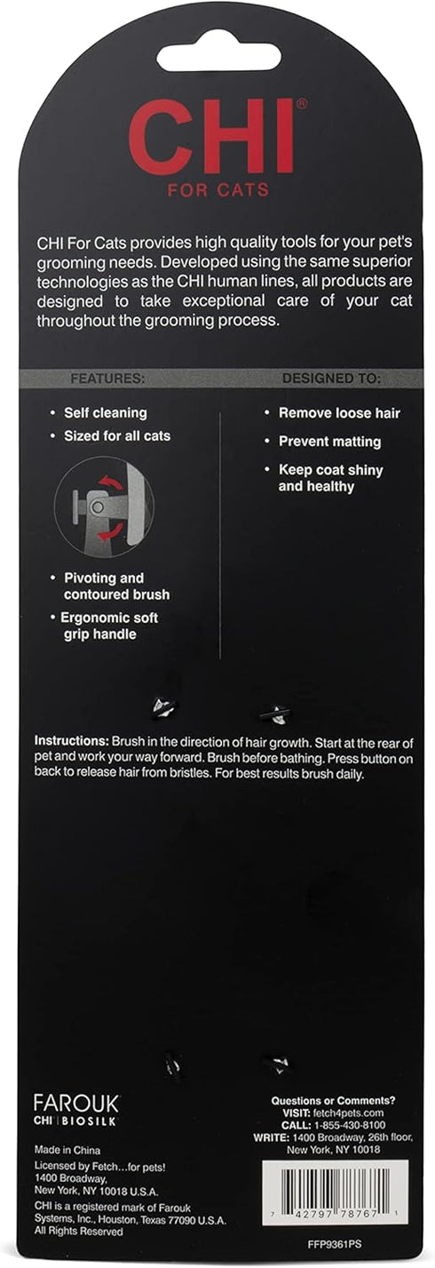 CHI for Cats High-End Self Cleaning Slicker Brush, Perfect for Indoor Cats, Effective Cat Hair and Shedding Brush, Best Pet Brush for Grooming Lon...