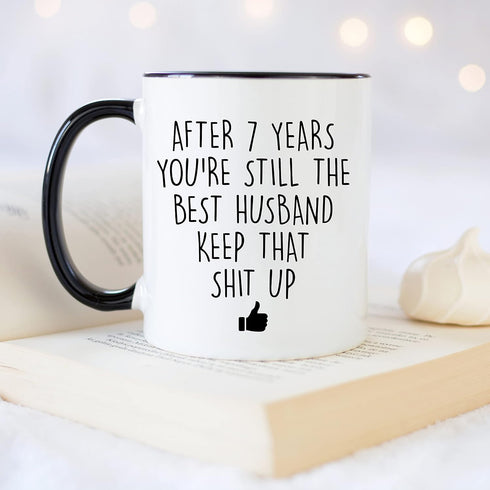 YouNique Designs 7 Year Anniversary Coffee Mug for Him, 11 Ounces, 7th Wedding Anniversary Cup For Husband, Seven Years, Seventh Year, 7th Year...