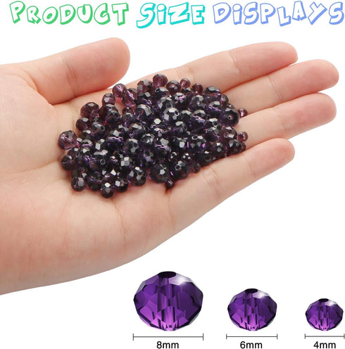 560 Pcs Briollete Crystal Glass Beads for Jewelry Making, Faceted Rondelle Crystal Beads with Box,Crystal Spacer Beads for DIY Craft Bracelets Cha...
