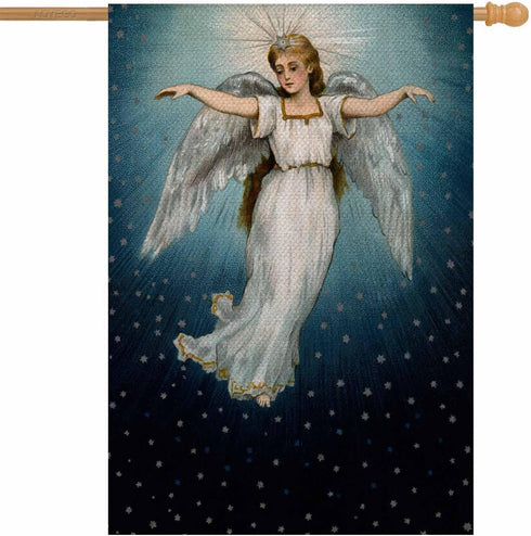 AOYEGO Angel Flying House Flag 28 x 40 Inch Large Vertical Double Sided Christmas in a Starry Night Sky Seasonal Outside Décor for Garden Yard Far...