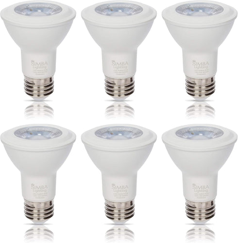 Simba Lighting LED PAR20 Light Bulb 6W 38deg Spotlight Dimmable (6-Pack) for Indoor Recessed Can, Range Hood and Outdoor PAR 20, 120V E26 Base, 40...