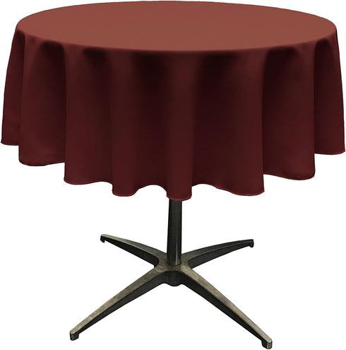 LA Linen Polyester Poplin Washable Round Tablecloth, Stain and Wrinkle Resistant Table Cover 51", Fabric Table Cloth for Dinning, Kitchen, Party, ...