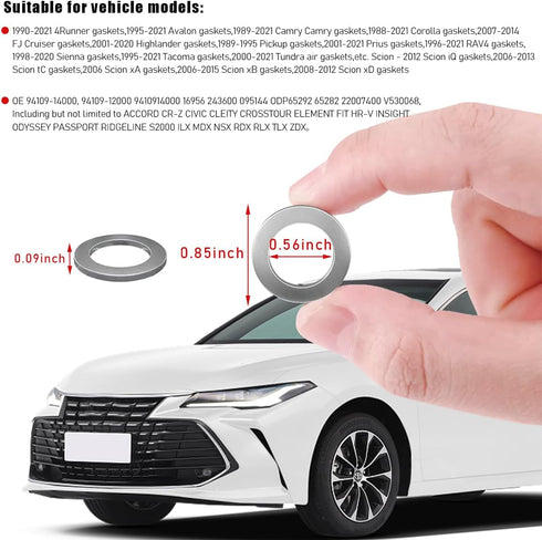 50 Pcs Oil Drain Plug Gaskets, Aluminum Engine Oil Drain Plug Washer Gaskets, Auto Oil Crush Washer Seals Replacement Accessories, Universal Fit f...