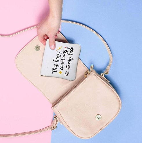 This Bag Contains My Face Pouches for Purse, Travel Storage Bag Portable No Zipper Self-closing Waterproof Makeup Pouch, Bride Cosmetic Bag, Birth...