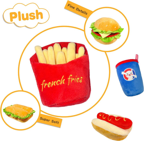 Dog Toys Squeaky Dog Toys,Interactive Dog Toys Dog Chew Toys Stuffed Dog Teething Toys for Large Medium Small Dog,Fast Food Dog Toys Squeaky Toys ...