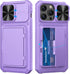 for iPhone 15 Pro Max Wallet Case with Card Holder & Sliding Camera Cover & Kickstand, Heavy Duty Protective Shockproof Sturdy Hard Back & TPU Edg...