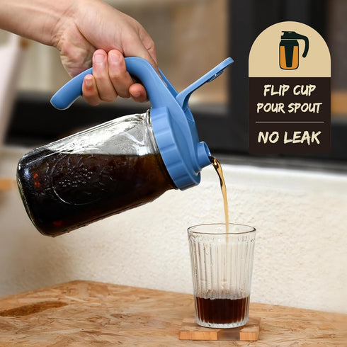 Cold Brew Coffee Maker Filter For 32oz/1Quart Wide Mouth Mason Jars 304 Stainless Steel Mesh Filter with Silicone Seals to Make Iced Coffee & Sun ...