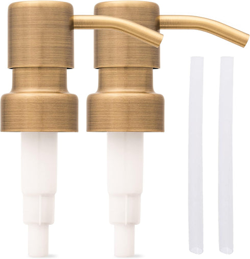 Stainless Steel Soap and Lotion Dispenser Pumps, Replacement for Your Bottles (Bronze, 2 Pack)...