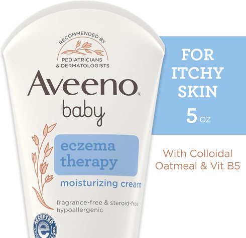 Aveeno Baby Eczema Therapy Moisturizing Cream, Natural Colloidal Oatmeal & Vitamin B5, Baby Cream for Dry, Itchy, Irritated Skin Due to Eczema, Pa...