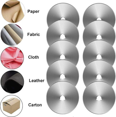 Rotary Cutter Blades, 60mm Replacement Blades 10Pack,Fits Fiskars,OLFA,Martelli,Dremel,Truecut,DAFA,Fabric Cutting Blades Refill for Quilting Scra...