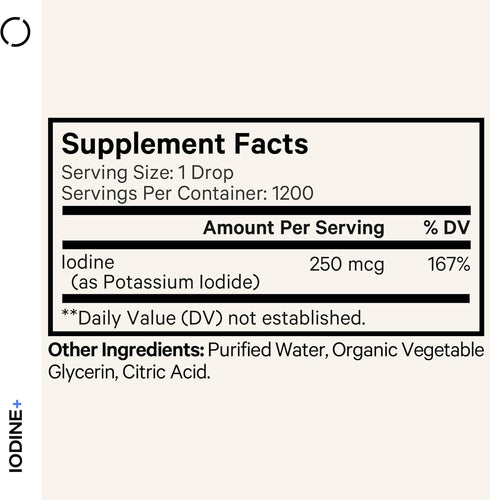 Codeage USDA Certified Organic Iodine Drops - 250 Mcg Per Serving - 1+ Year Supply - Liquid Iodide Supplement - Pure, Clear Iodine - Vegan Potassi...