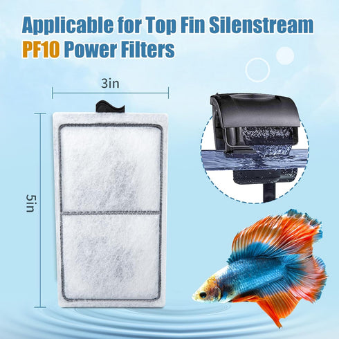 15 Pack PF-S Filter Cartridges for Top Fin Silenstream PF10 Power Filters, Remplacement Aquarium Carbon Cartridge with Zeolite...
