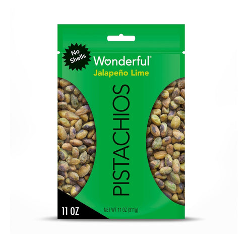 Wonderful Pistachios No Shells, Jalapeño Lime, 11 Ounce Bag, Protein Snack, Pantry Staple...