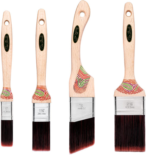 Paint Brushes for Walls, 4 Pack Professional Paint Brush Set with Upgraded Synthetic Bristles and Ergonomic Beech Wood Handle (1",1.5",2",2.5"), H...