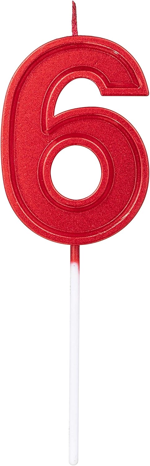 2.76in Birthday Candles Glitter Cake Red Number 6 Candles Topper Decoration for Wedding Anniversary,Party Celebration (RED Number 6)...