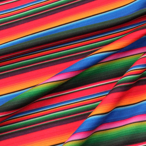 David Angie Colorful Ethnic Stripe Printed Double Brushed Polyester Fabric Soft Smooth 4 Way Stretch Knit Fabric by The Yard for Dress Sewing (Col...