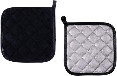 Pot Holders Cotton Made Machine Washable Heat Resistant Potholder, Pot Holder, Hot Pads, Trivet for Cooking and Baking (5, Black)...