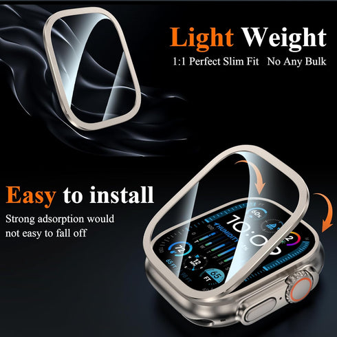 YMHML for Apple Watch Ultra 2 Screen Protector Case 49mm, 2023 Titanium Alloy Frame with Tempered Glass, Waterproof Bubble-Free HD Clear Full Prot...