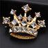 Dainty Rhinestone Crystal Crown Brooch Pin Women Girls Wedding Party Tiara Crown Corsage(Gold) one size...
