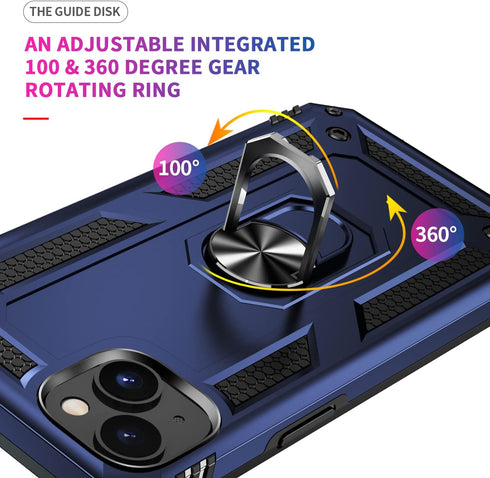 Phone Case for iPhone 14 Plus Case iPhone 14 Plus Phone Case with Stand with Ring Support Magnetic Car Mount Case for iPhone 14 Plus (Blue)...