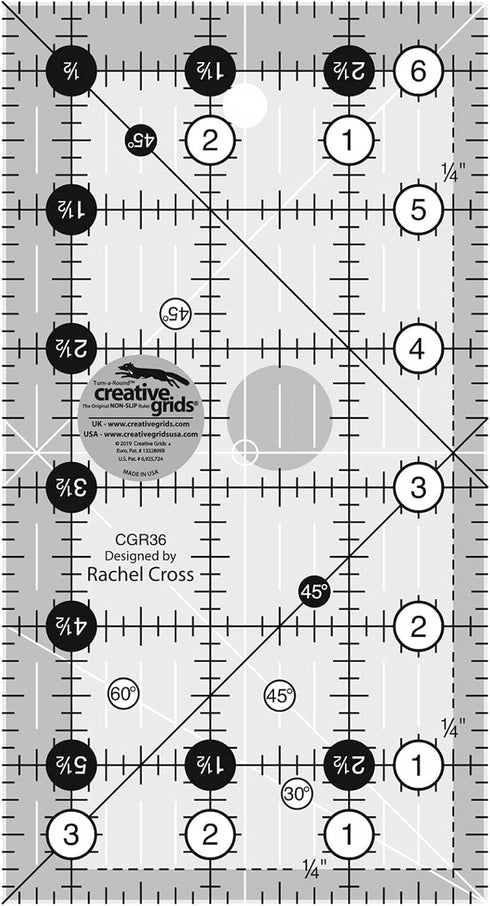 Creative Grids Quilt Ruler 3-1/2in x 6-1/2in - CGR36...