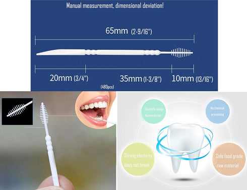 Plastic Toothpicks Home Teeth Cleaning Tool,Brush and Knife-shaped Double-ended Toothpicks,Interdental Toothpicks, 2 Way Toothpick,Plastic White (...