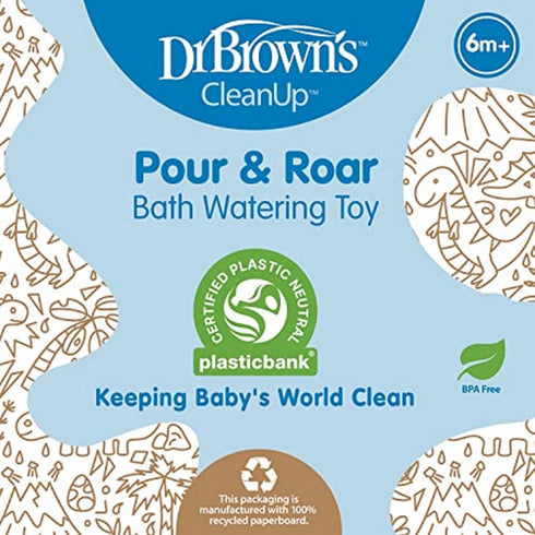 Dr. Brown’s CleanUp Pour & Roar Watering Can, Baby Bath Essentials Kids Toy, 6+ Months BPA Free, Certified Plastic Neutral...