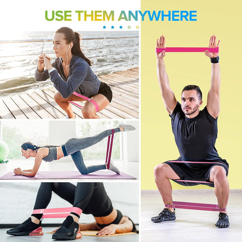 Portzon Resistance Loop Exercise Bands, Suitable for arm, Leg Stretching and Strength Training, Muscle Recovery, deep Squat and Pilates...
