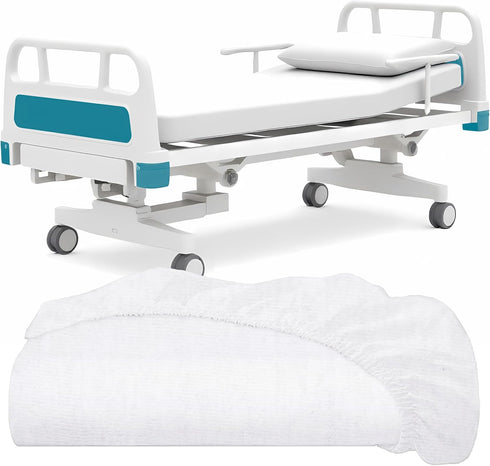 White Classic Fitted Hospital Bed Sheets, Cotton Fitted Sheet with 200 Thread Count, Soft Standard Sheets for Hospital Bed Size: 36" x 80" x 9"...