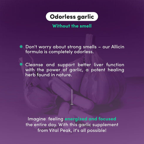Odorless Garlic Extract - Allicin-Rich 300 mg Herbal Garlic Supplements for Heart, Liver, and Immune Support I Non-GMO, Gluten-Free, Vegan - 90 Ga...