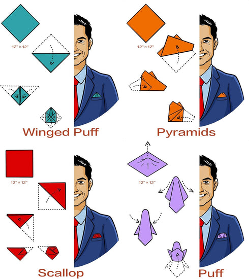 KissTies 1PC/6PCS Satin Pocket Square Solid Color Handkerchief + Gift Box...