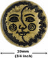 Bezelry 12 Pieces Sun Moon Face Symbol Metal Shank Buttons. 20mm (3/4 inch) (Antique Brass)...