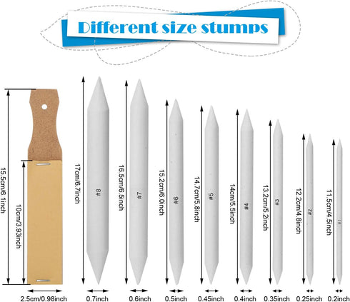 AGPTEK 22 PCS Sketch Drawing Tools, 16 Blending Stumps Set with 2 Sandpaper Pencil Sharpeners, 1 Pencil Extension Tool, 2 Erasers & 1 Felt Bag for...