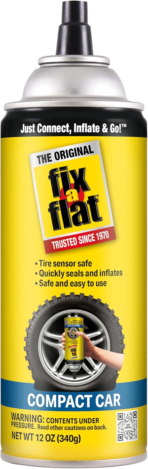 Fix-A-Flat S60410 Aerosol Emergency Flat Tire Repair and Inflator, for Compact Tires, Eco-Friendly Formula, Universal Fit for All Compact Cars, 12...