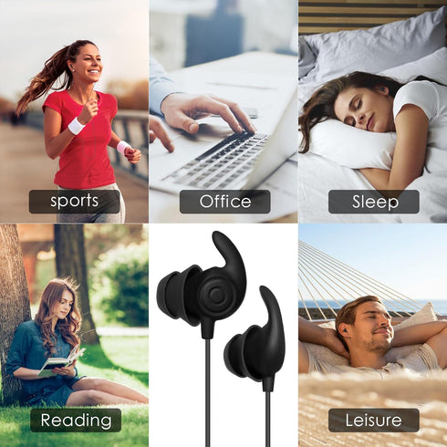 Sleep Earphones, Noise Isolation 3.5mm Sleep Headphones Wired, Lightweight Soft Silicone Earbuds with Mic for Insomnia, Side Sleeper, Snoring, Air...