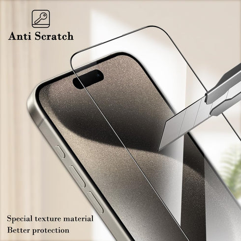 PERFECTSIGHT 2 Pack Diamond Hardness for iPhone 15 Pro Screen Protector 6.1 Inch, HD Clear 8X Shockproof Premium Tempered Glass Screen Protector f...