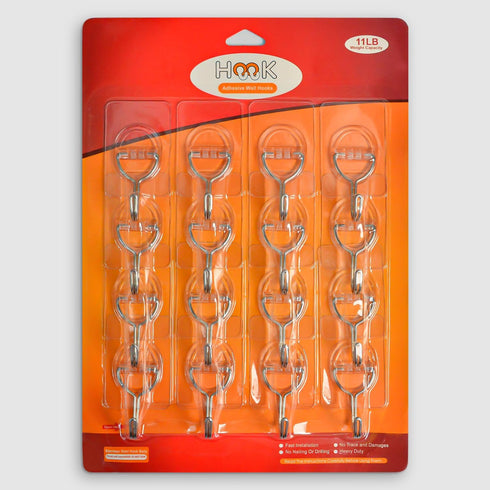 CGBE Adhesive Hooks Heavy Duty Sticky Hooks for Hanging 11 lbs (Max) Seamless Transparent Adhesive Hooks Wall Hangers Without Nails for Hanging Ke...