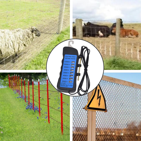 Electric Fence Voltage Tester, 12KV Neon Fault Finder 2000 to 12000V 8 Neon Indicator Lights Waterproof Fence Tester for Farms...